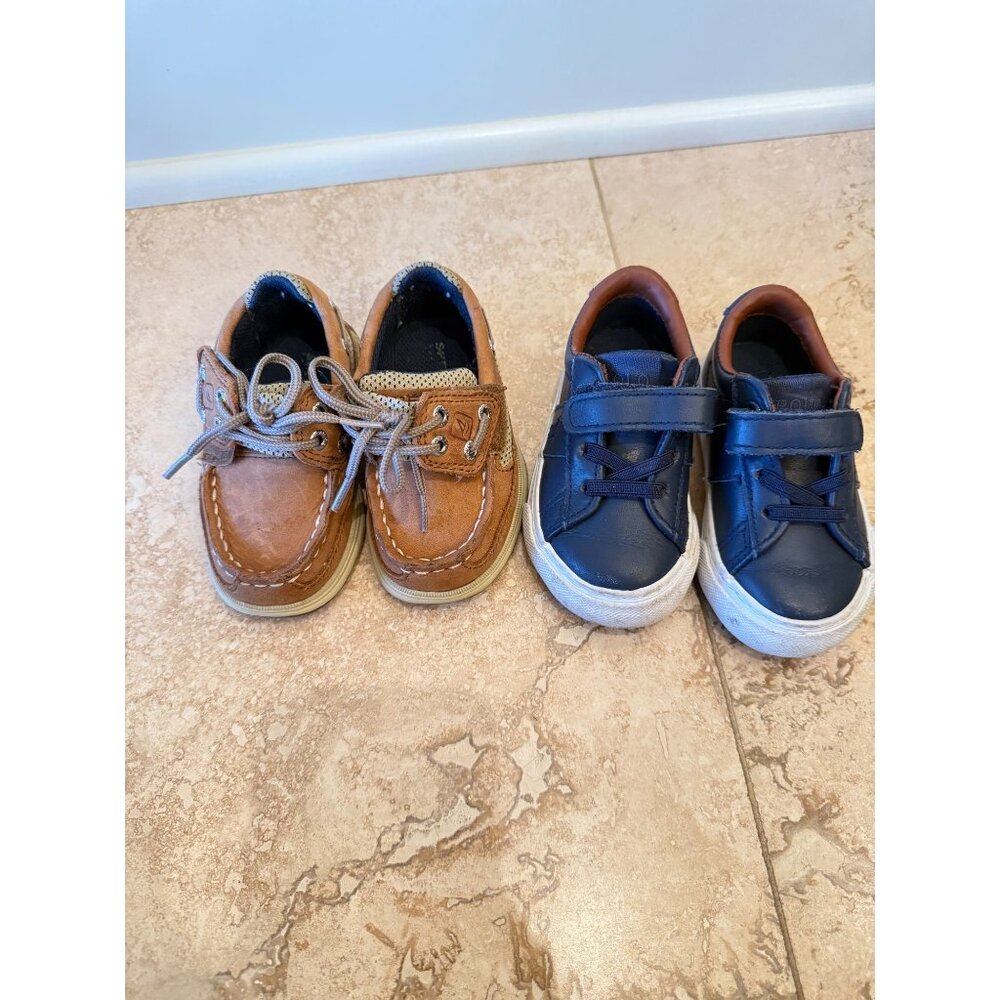 Ralph Lauren Navy Sneakers & Sperry Tan Leather Boat Shoes Size 5